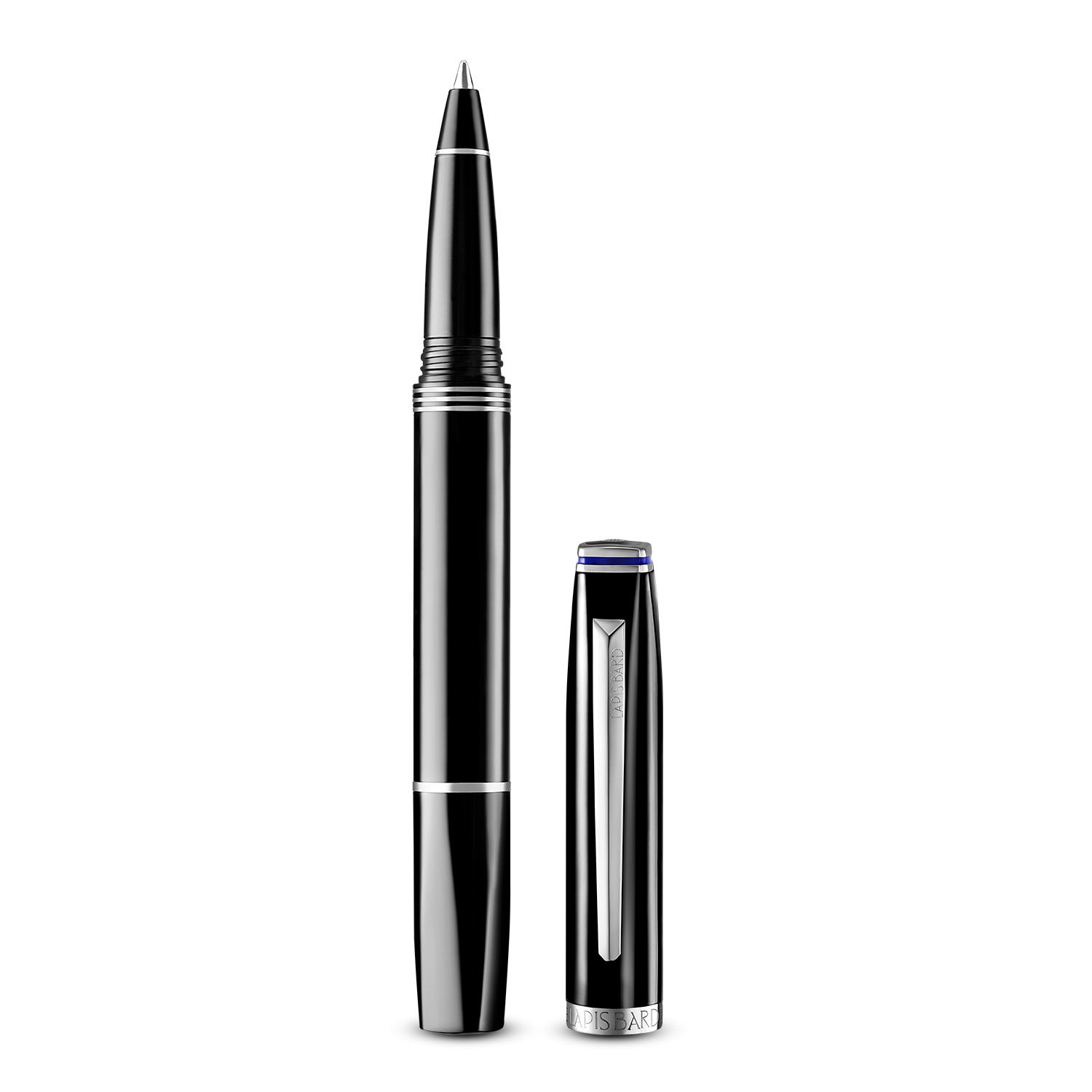 Lapis Bard Contemporary Dark Metal Chrome Trims Rollerball Pen (WP18702)