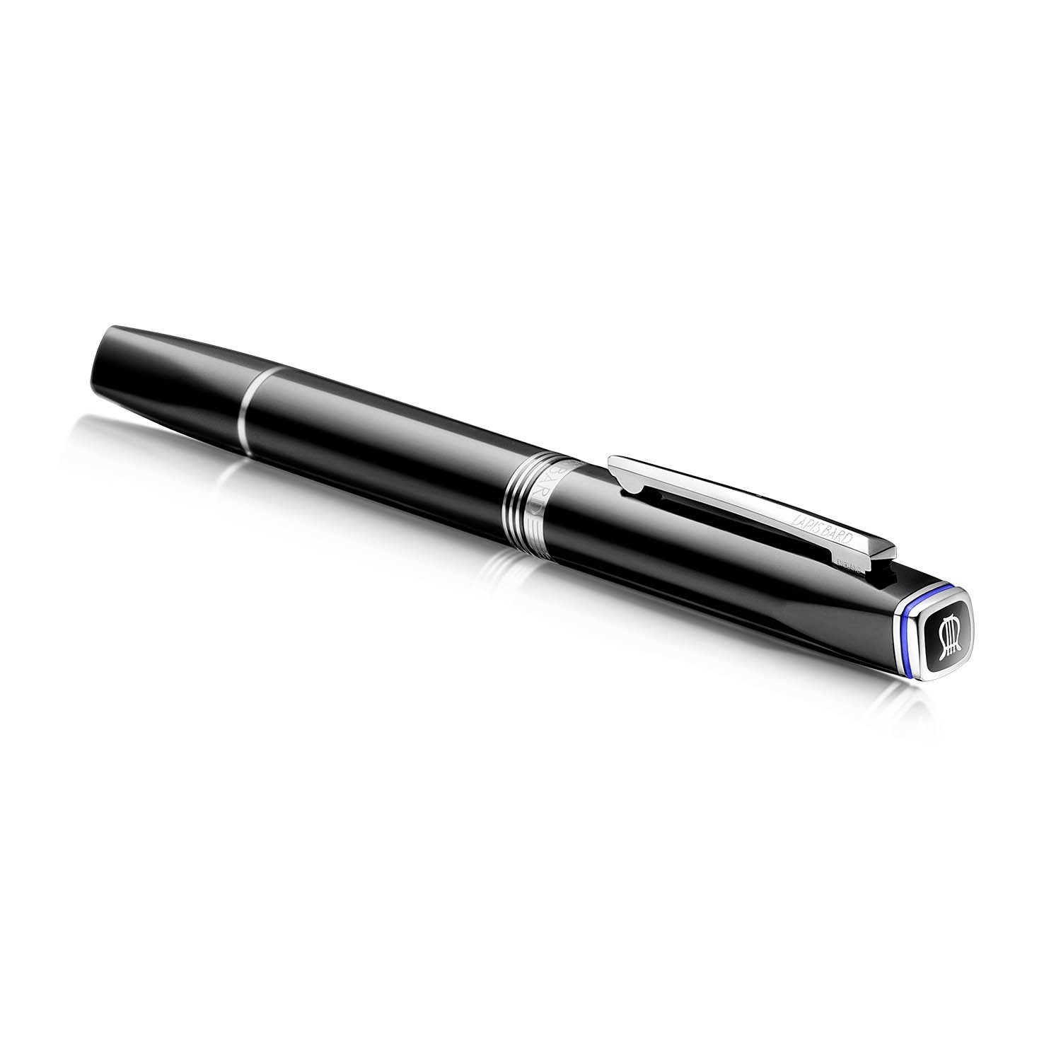 Lapis Bard Contemporary Dark Metal Chrome Trims Rollerball Pen (WP18702) - Image 2