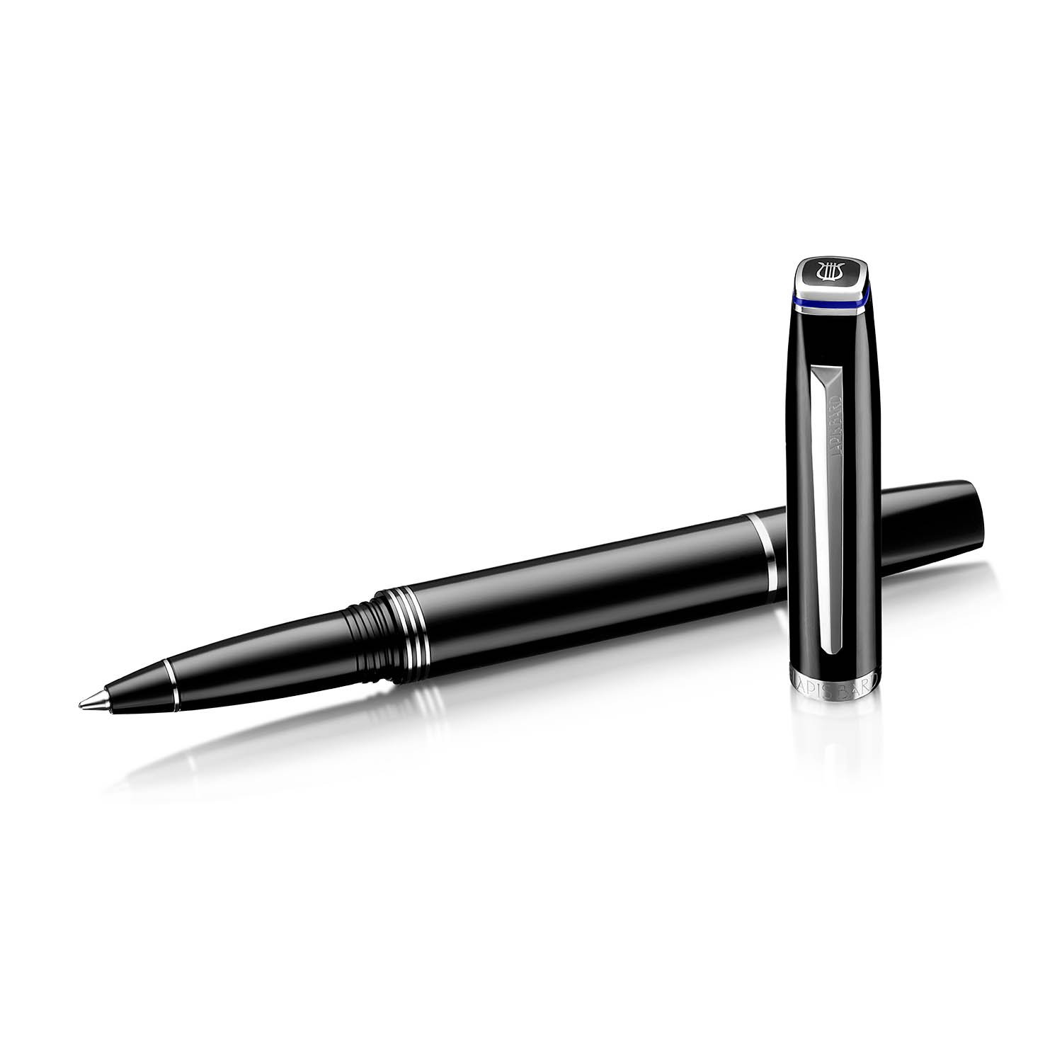 Lapis Bard Contemporary Dark Metal Chrome Trims Rollerball Pen (WP18702) - Image 3