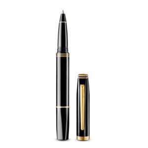 Lapis Bard Contemporary Dark Metal Gold Trims Rollerball Pen (WP18703)