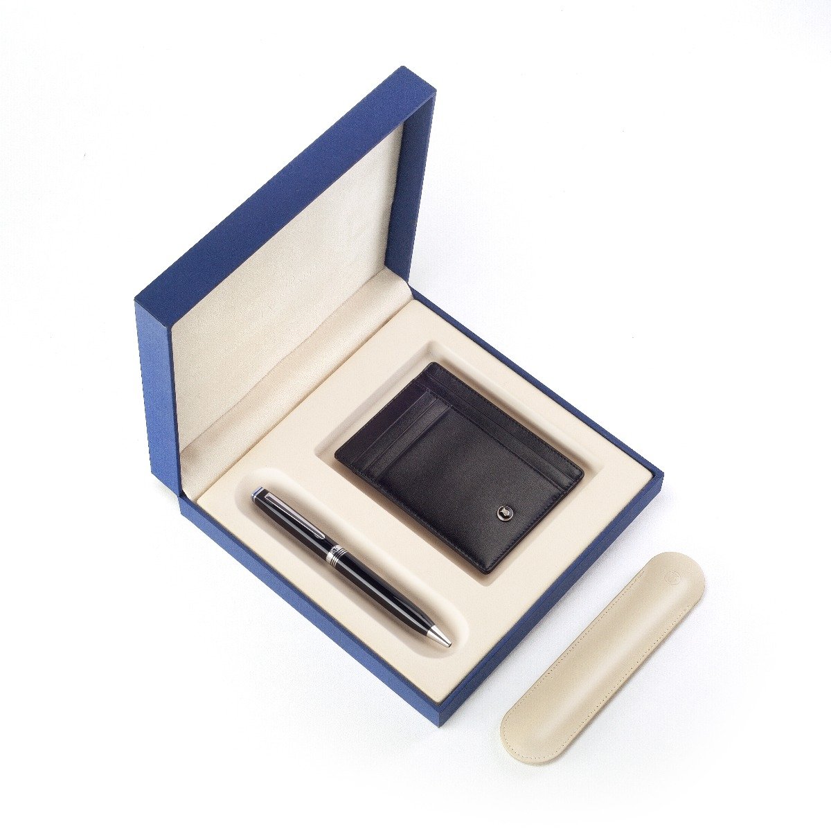 Lapis Bard Black Chrome Ballpoint Pen With Mayfair Credit Card Holder Gift Set (WP26457) - Image 2