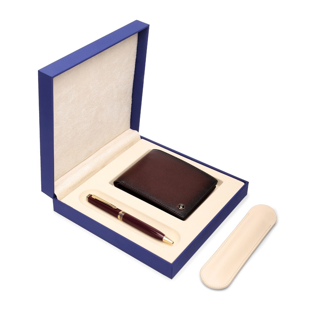 Lapis Bard Gift Set Contemporary Ballpoint Pen with Ducorium Wallet - Bordeaux with Gold Trims (WP32780) - Image 3