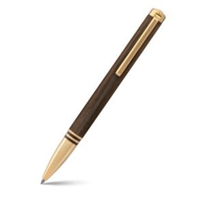 Lapis Bard Contemporary Torque Hickory Ballpoint Pen - Brown with Gold Trims (WP33015)