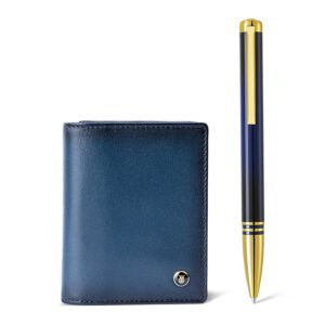 Lapis Bard Gift Torque Dual Tone Navy Pen and Ducorium Business Card Holder Set (WP34126)