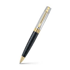 Sheaffer 300 Series 9347 Engraved Black Ballpoint Pen with Chrome Cap and Gold Trims