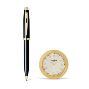 Sheaffer 9322 Ballpoint Pen + Gold Table Clock Gift Set